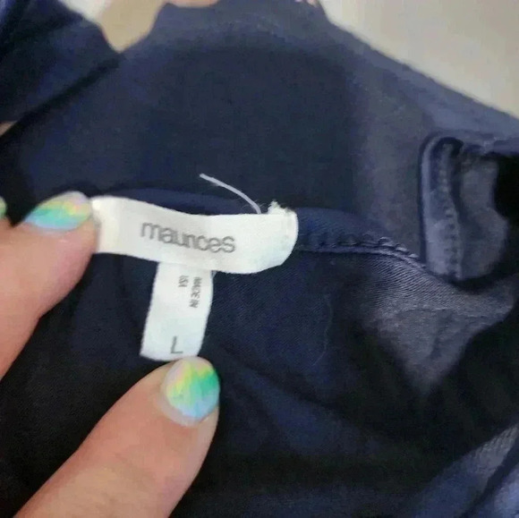 Maurice’s Shirt Top Women’s Large Loose Fit Navy Blue Floral Sleeveless Tank Top - Picture 4 of 7